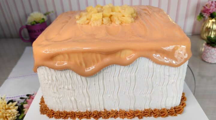 Receitas Deliciosas BOLO RECHEADO DE DOCE DE LEITE COM ABACAXI, UMA COMBINAÇÃO PERFEITA