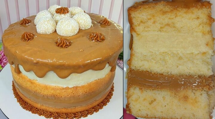 Receitas Deliciosas MEU BOLO DE ANIVERSÁRIO 🎂 BOLO DE DOCE DE LEITE COM COCO BEM MOLHADINHO E SUPER FÁCIL DE FAZER