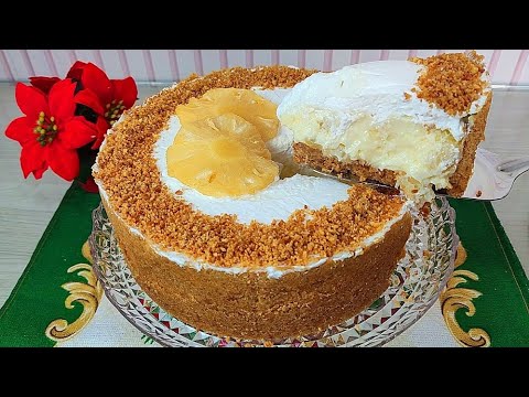 Receitas Deliciosas TORTA CREMOSA DE ABACAXI SUPER FÁCIL DE FAZER – SOBREMESA ESPECIAL PARA O NATAL